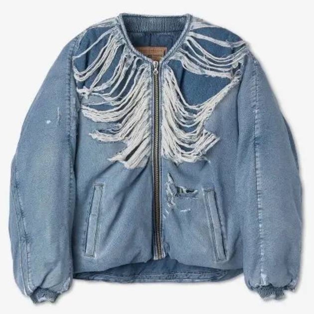 ARCHIVAL DIESEL INDUSTRY DISTRESSED DENIM BOMBER Size LARGE